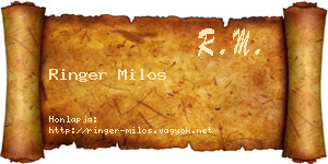 Ringer Milos névjegykártya